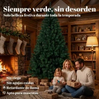 HOMCOM Árbol de Navidad de Abeto 230 cm con Ramas Articuladas 1300 Puntas de PVC Ignífugo Montaje Rápido Soporte de Acero Verde(m-4)