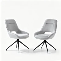 Chaise de salle à manger pivotante 360°, accoudoirs, patins réglables antidérapants, 50x50x87 cm, Gris clair(m-2)
