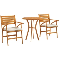 Outsunny Ensemble salon de jardin 3 pièces 2 fauteuils avec coussins déhoussables table basse en bois de pin marron(m-11)
