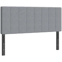 HOMCOM Hoofdeinde 3-voudig in hoogte verstelbaar, gestoffeerd hoofdeinde met metalen poten, linnenlook voor slaapkamer 160x10x106/116/126 cm Grijs(m-1)