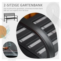 Outsunny Tuinbank Metaal 2-Zits voor Tuin en Terras, zwart(m-4)