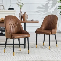 Lot de 2 chaises de salle à manger, dossier motif éclair stylé, déperlante et facile d'entretien, 47.3x44x91 cm, Marron+Noir(m-1)