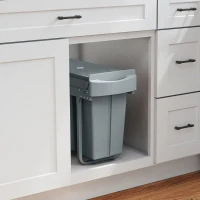 HOMCOM 2 Removable Recycling, ContaineUnder-Sink Kitchen Trash Bin, Smooth Slide, Handle, Diamond Pattern Lid, Grey(m-10)