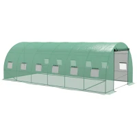 Outsunny Invernadero de Túnel 6x3x2 m con Sistema de Riego Integrado 12 Ventanas con Malla y 1 Puerta Enrollable Verde(m-1)