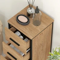 HOMCOM Badezimmerschrank, 4 Schubladen, kompakt, Industrie-Stil, Spanplatten, Metall(m-9)