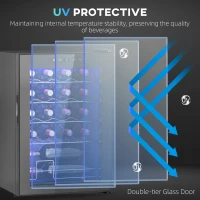 HOMCOM Frigorífico para Vinhos 20 Garrafas com Compressor, Porta Anti-UV, 5-18 °C, Painel Tátil, Luz LED, 39 dB, Preto(m-8)