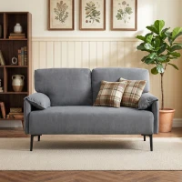 HOMCOM 2-zitsbank, dikke kussens, fluwelen bekleding, Gestoffeerde Bank, Zwart(m-4)