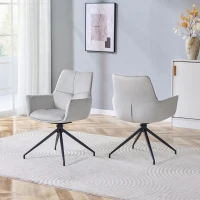 Fauteuil pivotant 360° rembourré, piètement métal laqué stable, patins antidérapants, 48x50x85 cm, Noir+Gris clair(m-1)