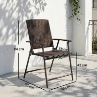 Outsunny Set of Two Folding Rattan Seat Chairs - Brown(m-3)