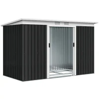 Outsunny Abrigo de Jardim 280x130x172cm Abrigo de Exterior de Aço Galvanizado com Porta Corredeira e Ventilações Cinza Escuro(m-22)