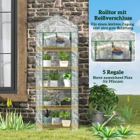 Outsunny Mini-kas voor Bloemen of Groenten, Staal, Plastic, 69L x 49B x 193H cm, Wit(m-5)