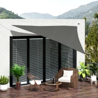 Outsunny Tenda da Sole Triangolare Anti-UV e Traspirante con Ganci a D, in HDPE, 5x5x5 m, Bianca e Blu(m-10)