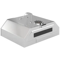Outsunny 8 in Portable Stainless Steel BBQ Grill Top Pizza Oven with Built-in Thermometer and Viewing Window for Gas and Charcoal BBQ Grills, Includes Carry Handles, Pizza Stone and Peel, Silver Tone(m-1)