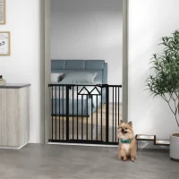 PawHut Cancelletto per Cani con 4 Viti Regolabili e Nastro Adesivo, in Metallo e Plastica, 74-100x76 cm, Nero(m-9)
