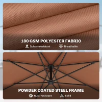 Outsunny 3 m Overhanging Cantilever Parasol, with Cross Base - Coffee(m-5)