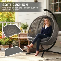 Outsunny Round Egg Basket Chair, with Steel Stand, Charcoal Grey(m-4)