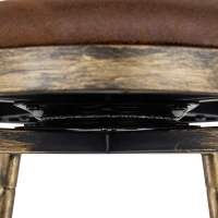 Tabouret de bar style Windsor en métal, assise ronde rembourrée, 39x39x96 cm, Marron(m-8)