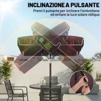 Outsunny Ombrellone da Giardino Rettangolare e Regolabile con Palo in Alluminio, 2x1.3x2.5 m, Marrone e Nero(m-6)