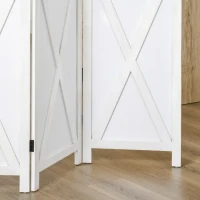 HOMCOM Paravent intérieur 4 Panneaux Style campagnard Chic - séparateur de pièce avec croisillons - Bois de Paulownia Blanc(m-8)