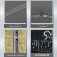 Outsunny vouwtent, 4 afneembare horren, waterafstotend dak, stalen frame, lichtgrijs, 3 x 3 m(m-6)