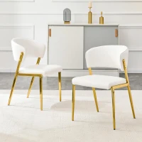 Chaise de salle à manger moderne rembourrée, design épuré, dossier ergonomique, 51x49x78 cm, Blanc(m-1)
