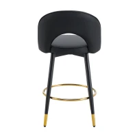 Tabouret de bar pivotant 360°, dossier ajouré design, lot de 2, 44x44x91.5 cm, Noir(m-12)