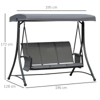 Outsunny 3-personen tuinschommelbank aluminium met zonnedak, grijs(m-3)