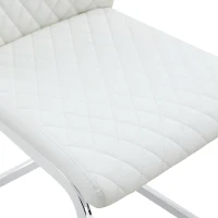 Chaise de salle à manger matelassée motif losange, dossier haut ergonomique, lot de 2, 43x63x100 cm, Blanc+Argenté(m-7)