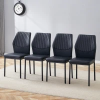 Lot de 4 chaises de salle à manger, style léger-luxe, patins antidérapants, 43x42.6x93 cm, Noir(m-4)