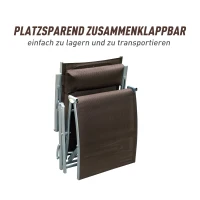 Outsunny ligbank strandbed ligbank voor buiten relax ligbed inklapbaar met kussen strand metaal + stof bruin 137 x 63,5 x 100,5 cm(m-6)