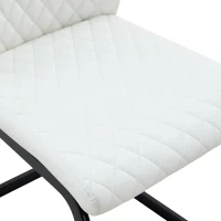 Chaise de salle à manger matelassée motif losange, dossier haut ergonomique, lot de 2, 43x63x100 cm, Blanc+Noir(m-7)