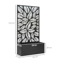 Outsunny Fioriera Rialzata con Traliccio Decorativo per Rampicanti, da Terra e Parete, 61x23x113 cm, Nero(m-3)