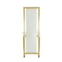 Chaise de salle à manger minimaliste européenne, bordure dorée 3D et dossier haut ergonomique, 44x42.7x109 cm, Blanc+Doré(m-12)