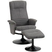 HOMCOM fauteuil met voetenbank, verstelbare rugleuning, 69 cm x 71 cm x 104 cm, donkergrijs+zwart(m-11)
