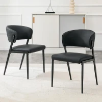 Chaise de salle à manger moderne rembourrée, design épuré, dossier ergonomique, 51x49x78 cm, Noir(m-1)