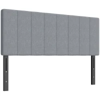 HOMCOM Hoofdeinde 3-voudig in hoogte verstelbaar, gestoffeerd hoofdeinde met metalen poten, linnenlook voor slaapkamer 160x10x106/116/126 cm Grijs(m-11)