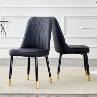 Lot de 2 chaises de salle à manger modernes, assise rembourrée, embouts antidérapants, 43x41.5x89 cm, Noir(m-5)