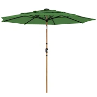 Outsunny Garden Parasol, Parasol Umbrella with 3-tier Roof, Crank Handle, Tilt Function, Polyester Canopy, Green(m-15)