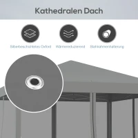 Outsunny vouwtent, 4 afneembare horren, waterafstotend dak, stalen frame, lichtgrijs, 3 x 3 m(m-7)