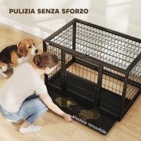 PawHut Gabbia per Cani Robusta, 94x60x64 cm, con Vassoio Rimovibile.(m-7)