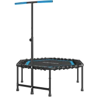 SPORTNOW Trampolín de Fitness 114x114x132 cm con Mango Ajustable de 3 Niveles y Marco de Acero Azul(m-10)