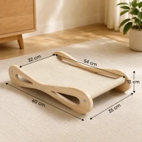 PawHut 2 in 1 Sisal Cat Scratcher Bed Cat Scratching Board and Lounger 60 x 35 x 13 cm Cream White(m-3)