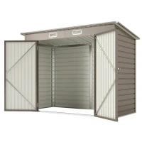 Outsunny Capanno Porta Attrezzi con 2 Prese d'Aria e Chiavistello, in Acciaio, 249x121x183 cm, Grigio Chiaro(m-10)