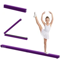 HOMCOM Poutre de gymnastique pliable poutre d'équilibre antidérapante 2,1 m revêtement daim violet(m-1)