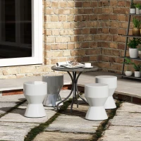 Outsunny Sitzhocker aus Keramik 120kg belastbar Ø33 x 45,5 cm Wetterfest Garten Hocker in Sanduhrform Hellgrau(m-10)