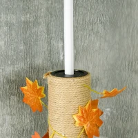 PawHut Arbre à chat hauteur réglable 202-242 cm avec feuilles décoratif, griffoir et plateformes en tissu peluche orange(m-12)