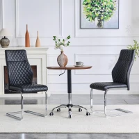 Chaise de salle à manger matelassée motif losange, dossier haut ergonomique, lot de 2, 43x63x100 cm, Noir+Argenté(m-1)