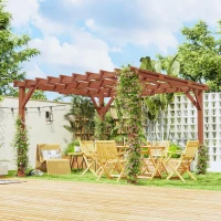 Outsunny 3.3 x 3.3 m Wooden Pergola Kit, Graden Pergola Gazebo Grape Trellis with Stable Structure for Climbing Vines, Flowers(m-2)