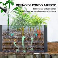 Outsunny Jardinera Exterior Grande Rectangular de Acero Galvanizado para Terraza con Base Abierta 180x90x57,5 cm Gris(m-6)
