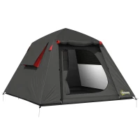 Outsunny Tente de Camping Dôme 2 Personnes 3-4 Saisons Imperméable 3000mm Montage Facile 2 Portes 210x210x150cm Gris Foncé(m-16)
